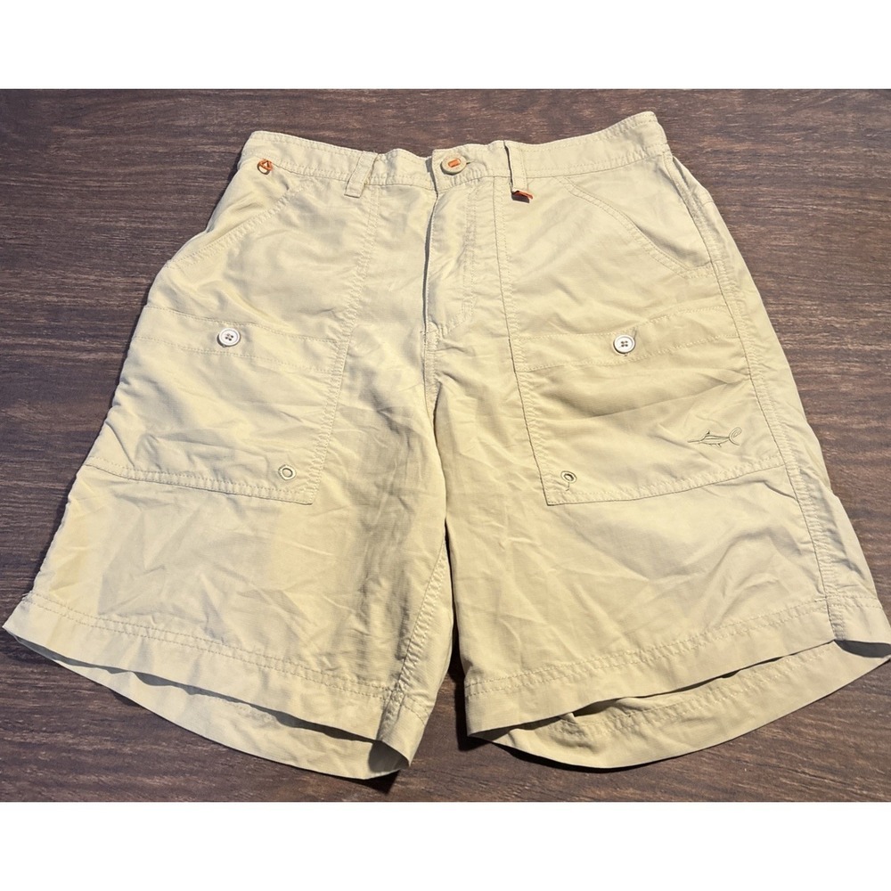 Salt Life Live Salty Fishing Camping Outdoor Shorts Men's Medium Beige - Picture 2 of 11